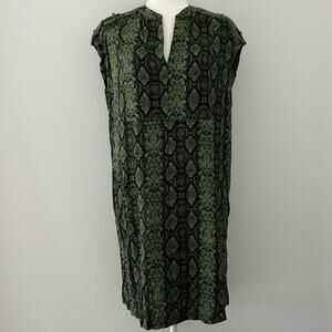 BY ANTHROPOLOGIE Rachel snakeskin print tunic shift dress green black XS